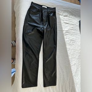 Abercrombie and Fitch the ankle straight vegan leather ultra high rise pant